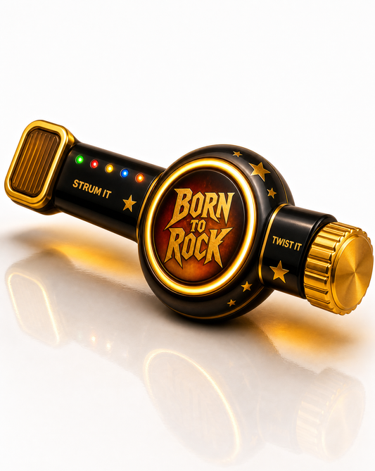 Strum It! Twist It! handheld rock reaction game โ front hero view