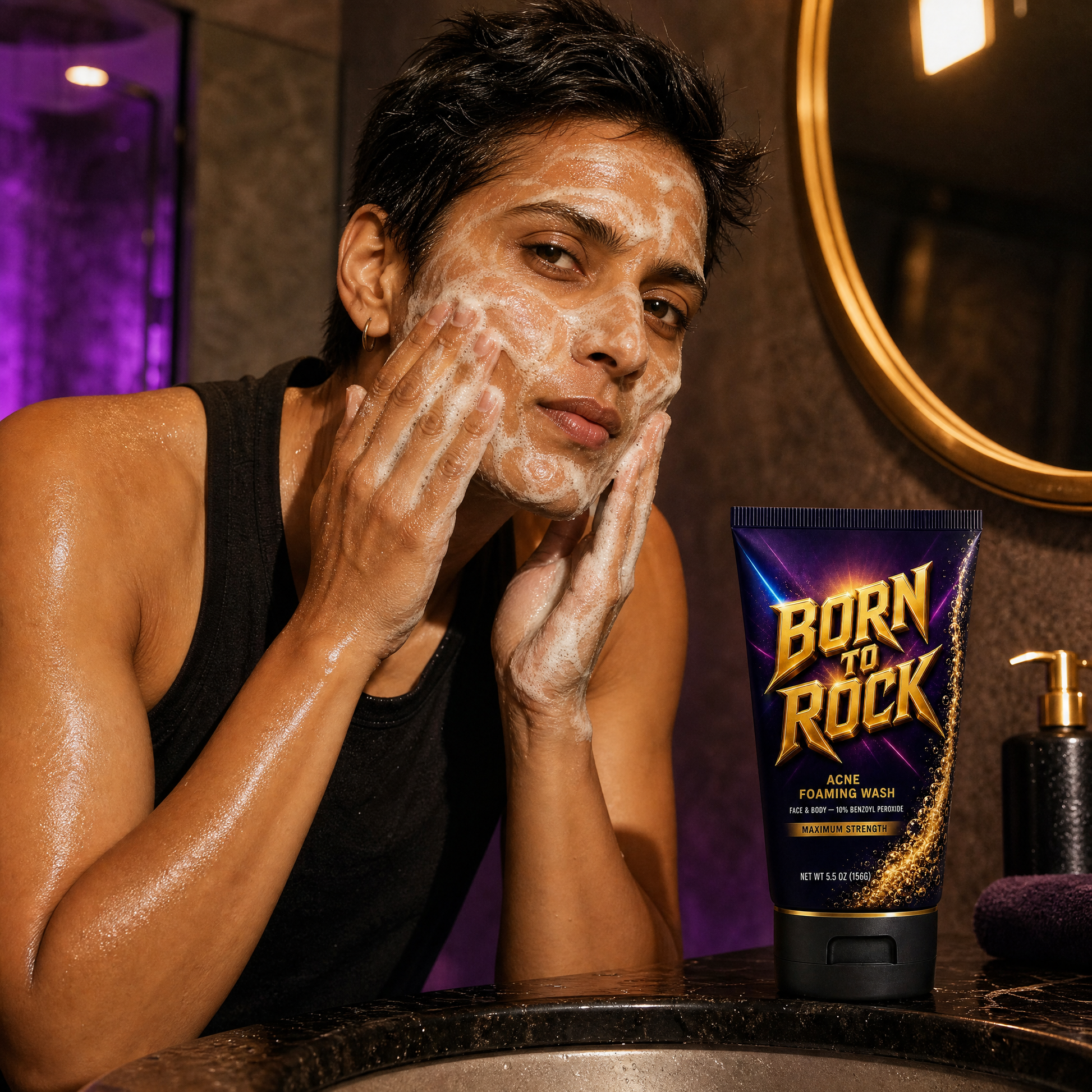 Born to Rock acne wash — b01 10% Benzoyl Peroxide — Maximum Strength, No Prescription