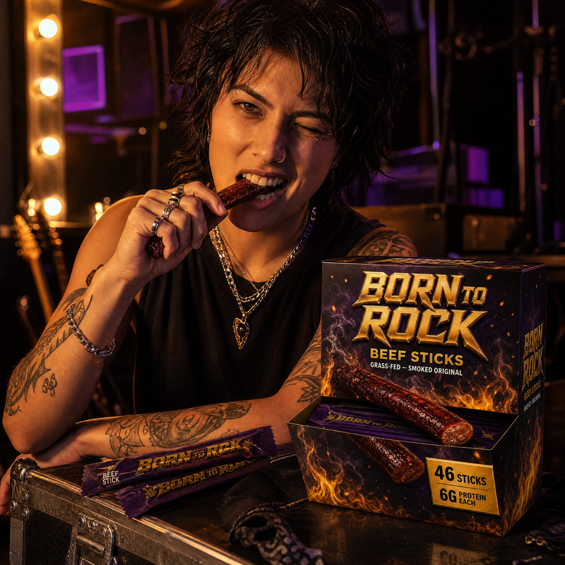Born to Rock beef sticks — b01 6 Grams of Protein in One Savage Bite