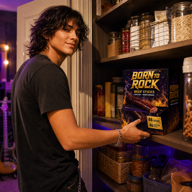 Born to Rock beef sticks — b06 A Whole Box of Never-Hungry in Your Pantry