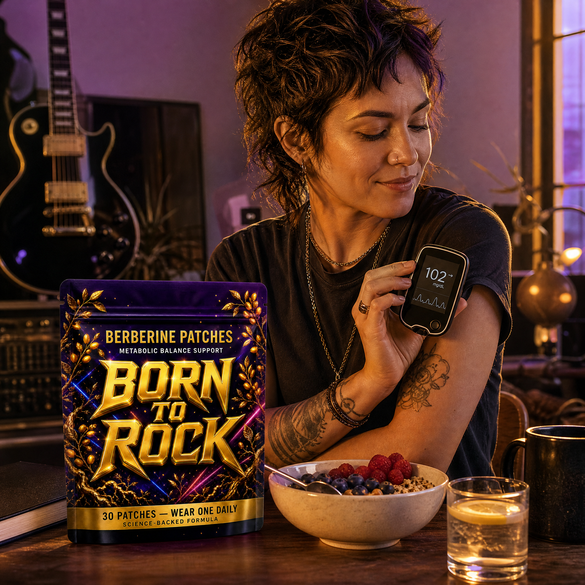Born to Rock berberine patches — b04 Supports Blood Sugar Already in a Healthy Range