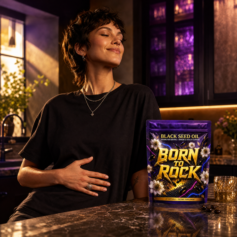 Born to Rock black seed oil — b05 calm your gut remembers