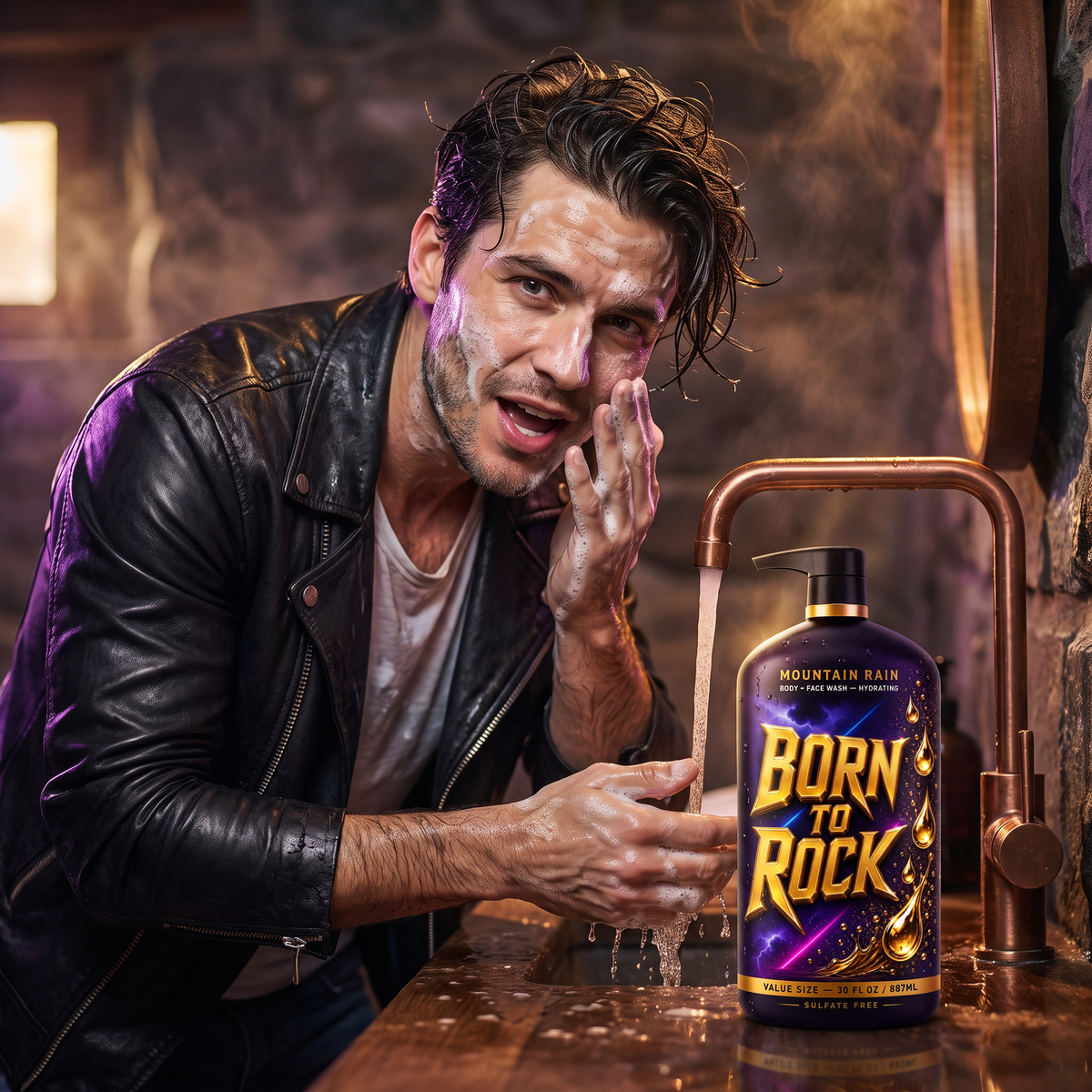 Born to Rock body face wash — b08 No Ten-Step Routine — Lather, Rinse, Go