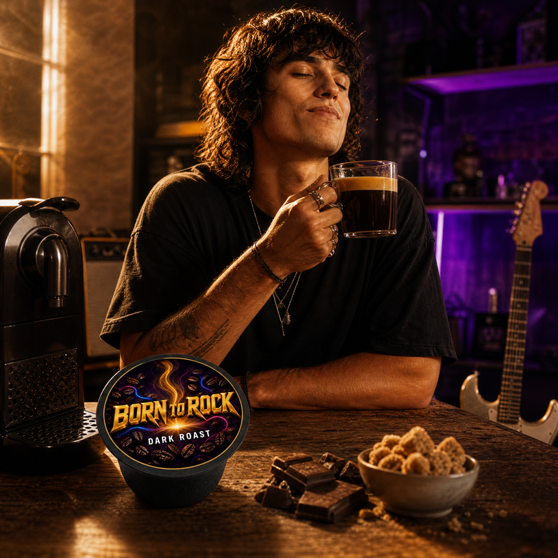 Born to Rock coffee pods — b02 dark cocoa brown sugar