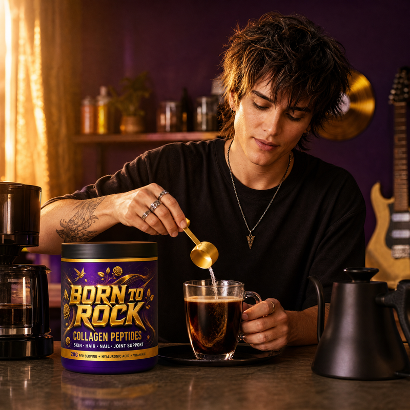 Born to Rock collagen — b04 Dissolves Invisibly Into Your Morning Coffee