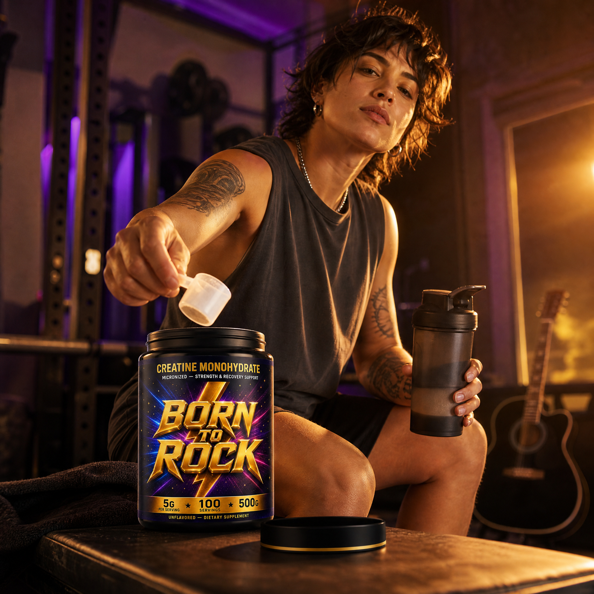 Born to Rock creatine powder — b08 Works Before or After Training — Your Call