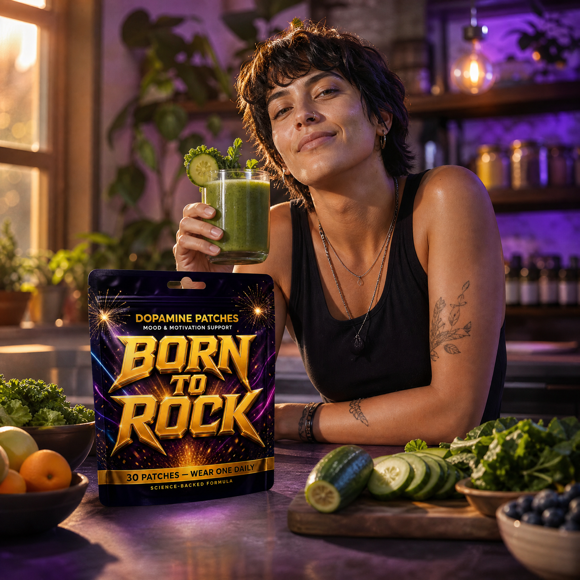 Born to Rock dopamine patches — b07 Plant-Based Support, Non-GMO, No Weird Stuff