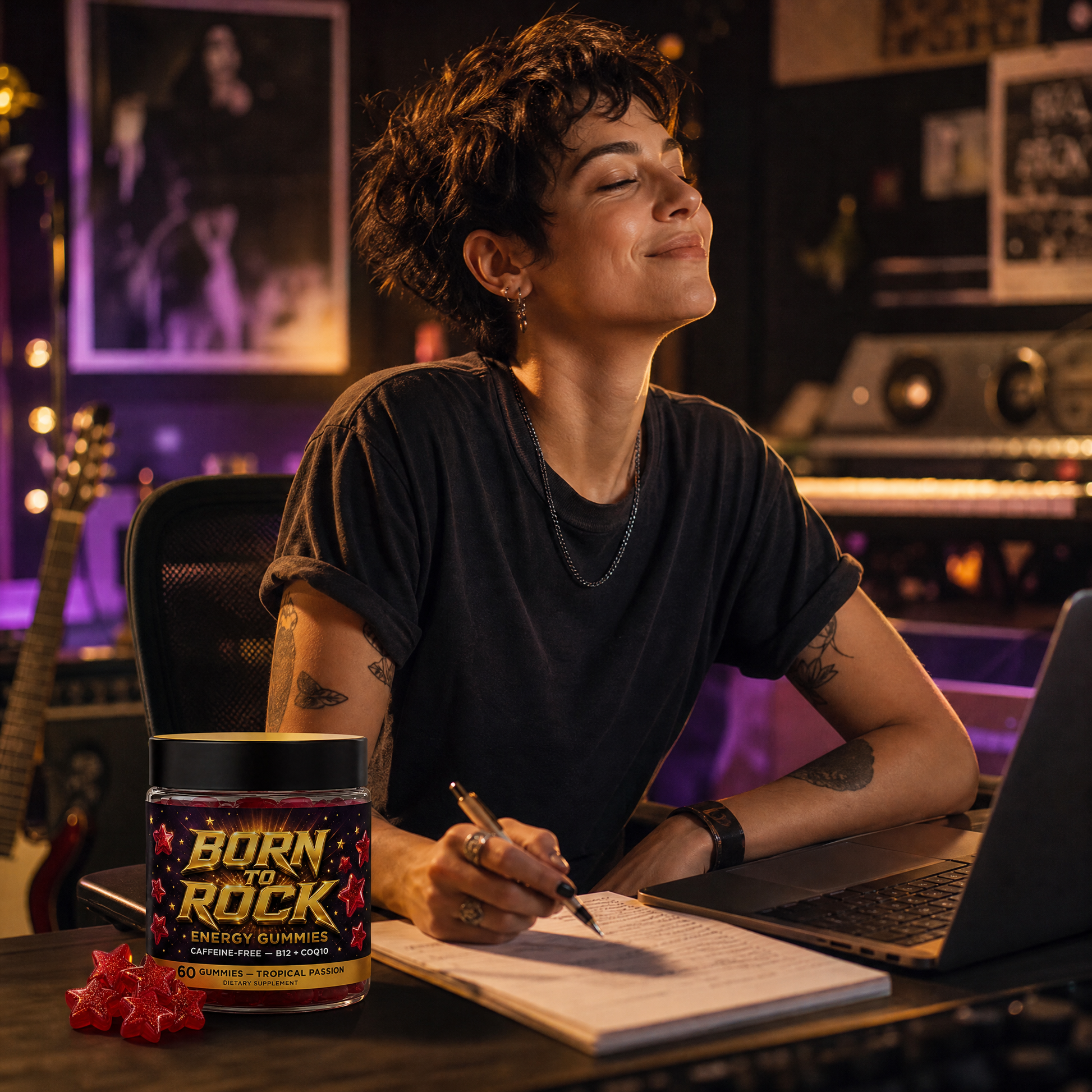 Born to Rock energy gummies — b01 Caffeine-Free Energy Support — Zero Jitters, Zero Crash