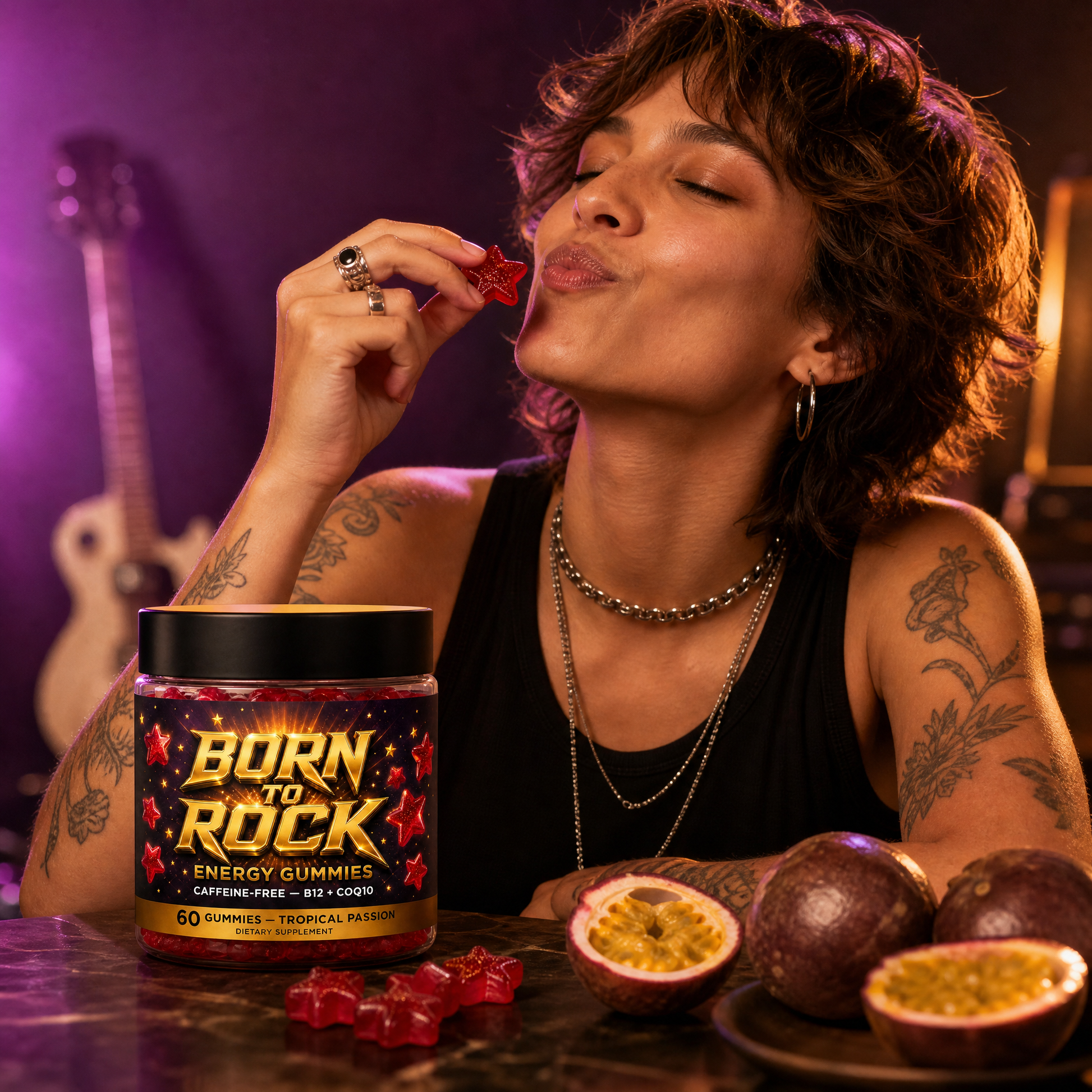 Born to Rock energy gummies — b06 Tropical Passion Fruit That Tastes Like a Treat