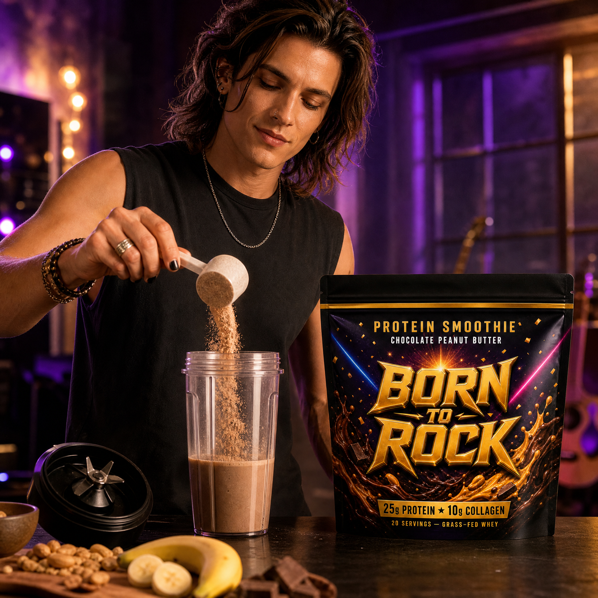 Born to Rock protein smoothie — b01 25 Grams of Protein in One Scoop, Done