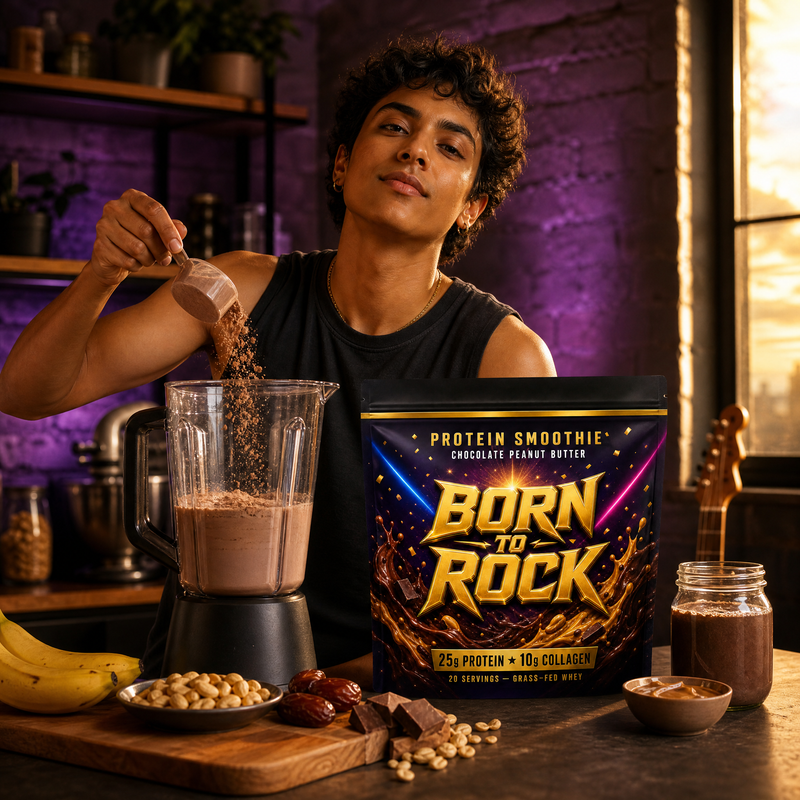 Born to Rock protein smoothie — b03 No Artificial Anything — Just the Good Stuff
