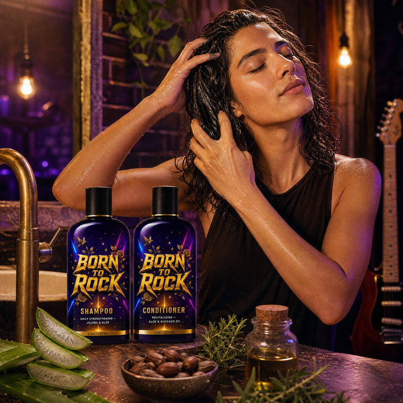 Born to Rock shampoo conditioner — b04 Jojoba, Tea Tree, and Aloe Doing the Work