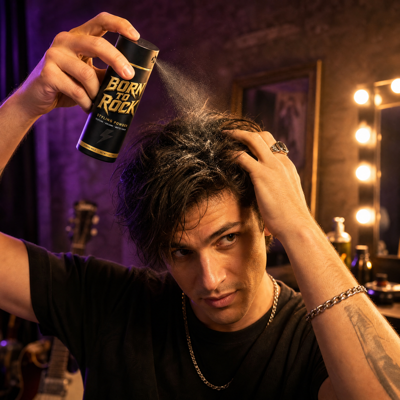 Born to Rock styling powder — b04 Sprinkle, Spread, Done — Zero Skill Needed