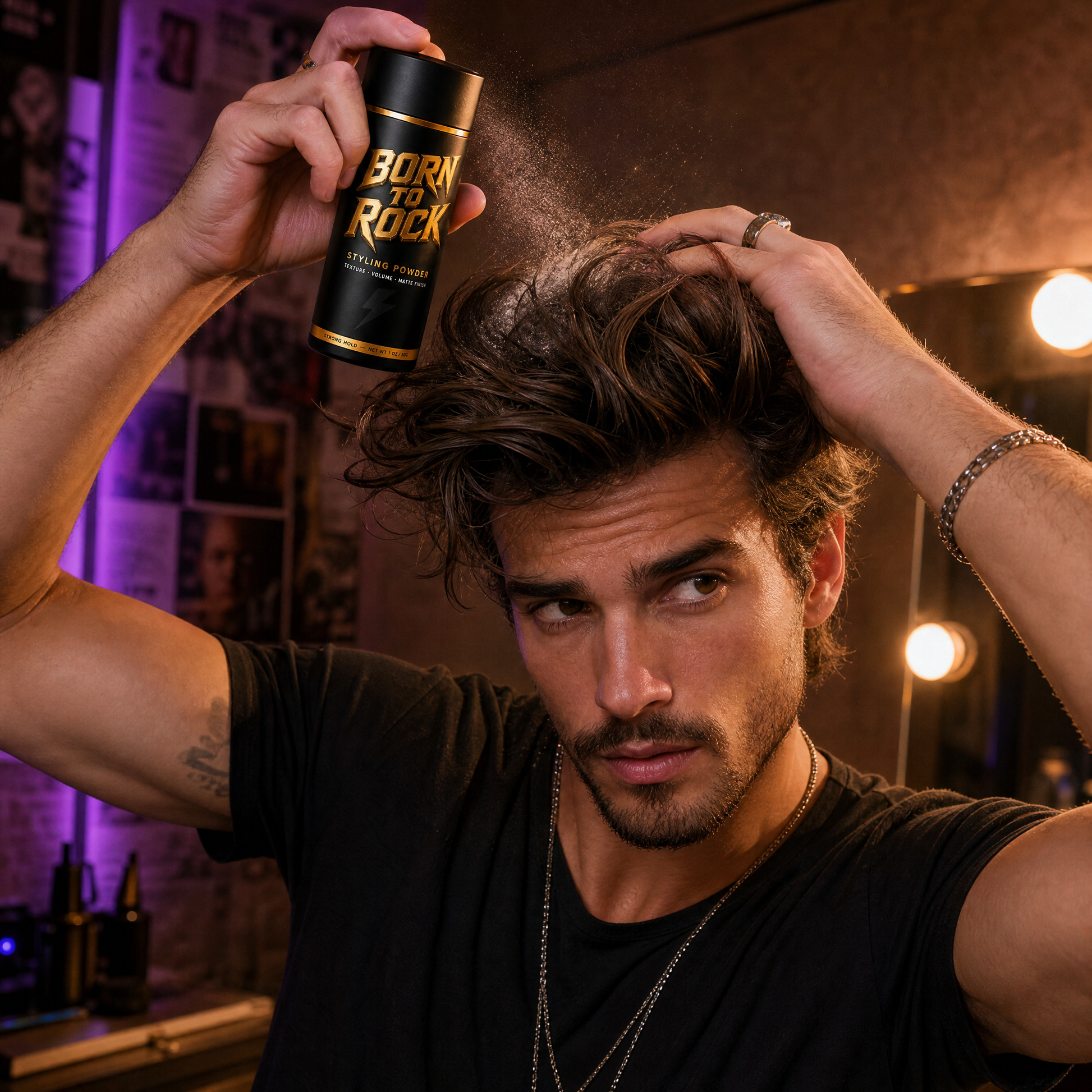 Born to Rock styling powder — b08 Built for Messy Volume and Effortless Quiffs