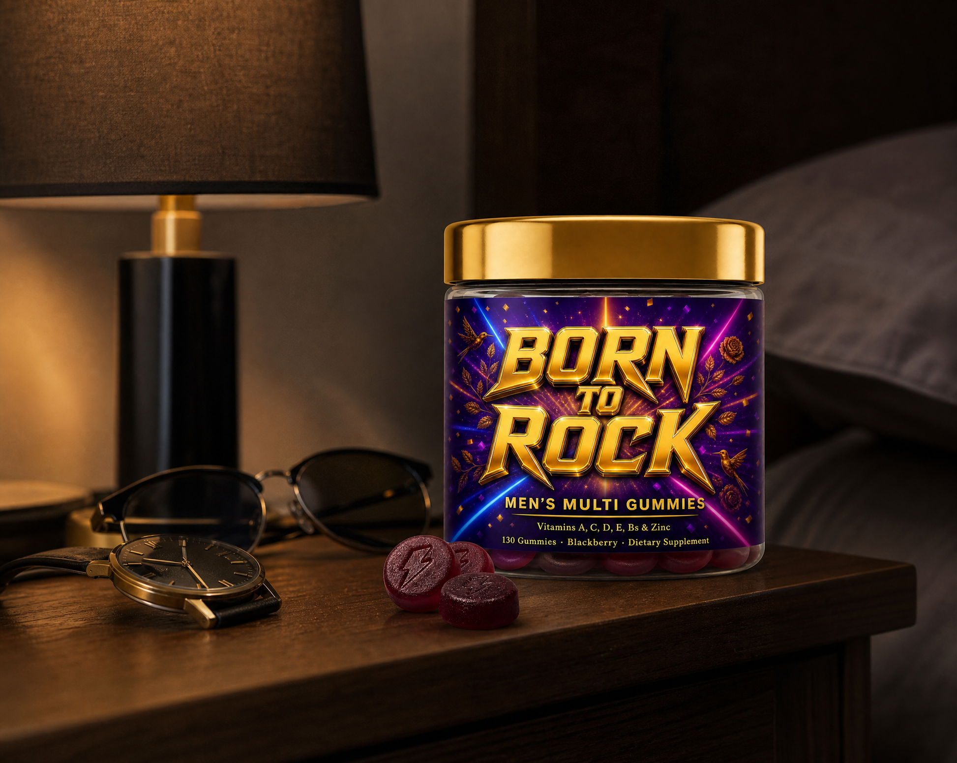 Men's Multi Gummies on nightstand
