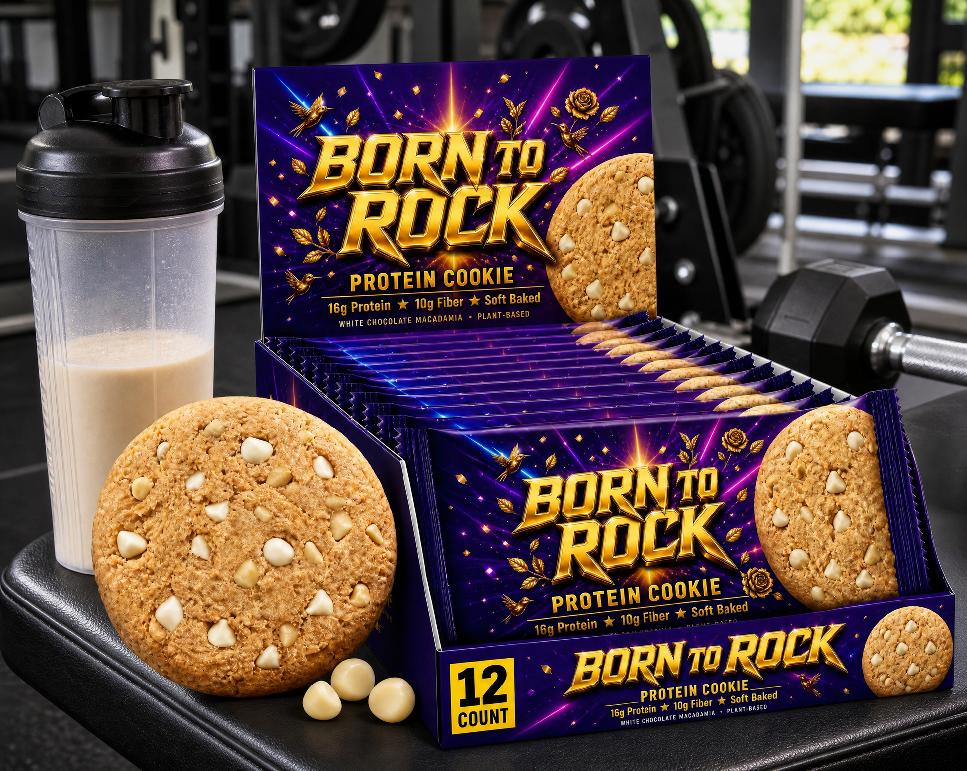 Big Protein Cookie gym bench lifestyle