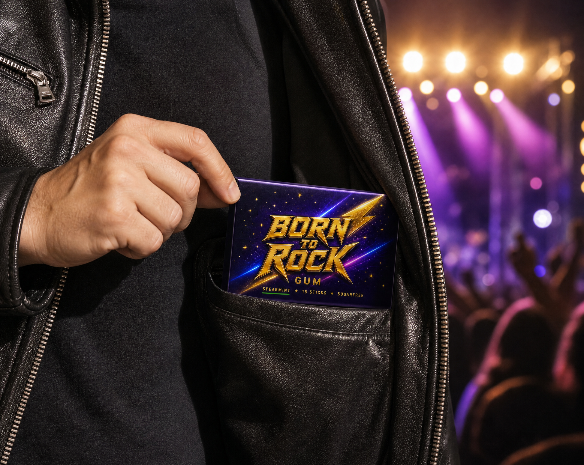 Gum sticks jacket pocket